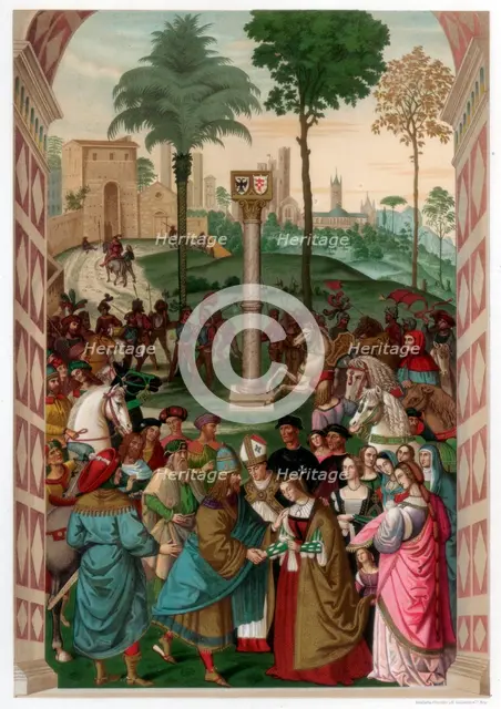 'Aeneas Piccolomini Introduces Eleonora of Portugal to Frederick III', 1502-1508, (1870). Artist: Franz Kellerhoven