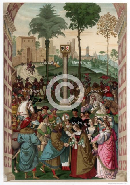 'Aeneas Piccolomini Introduces Eleonora of Portugal to Frederick III', 1502-1508, (1870). Artist: Franz Kellerhoven