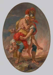 Aeneas Rescues Anchises from Burning Troy, 1730-1750. Creator: Johann Heinrich Schonfeld