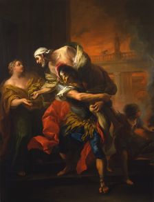 Aeneas Rescuing his Father from the Fire at Troy, mid-18th century. Creator: Carle van Loo