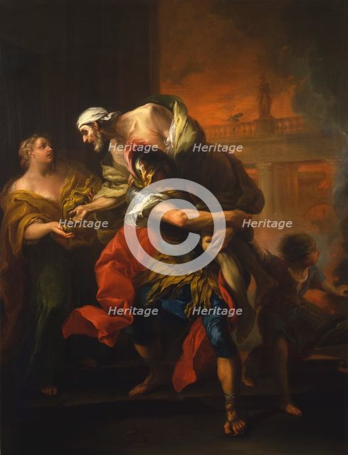 Aeneas Rescuing his Father from the Fire at Troy, mid-18th century. Creator: Carle van Loo.