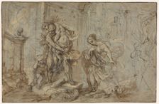 Aeneas Saving Anchises at the Fall of Troy, 1587-1588. Creator: Federico Barocci (Italian, 1528-1612), attributed to