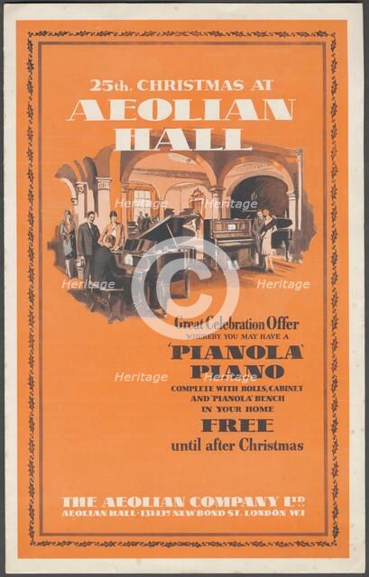 Aeolian Company Pianolas, 1920s. Artist: Wilfred Fryer