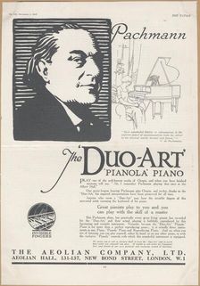 Aeolian Company Pianolas, 1924. Artist: Wilfred Fryer