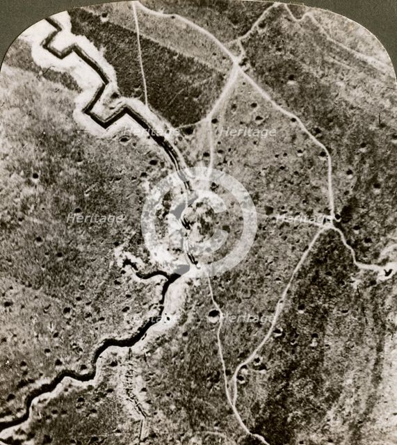 Aerial photograph of the German lines, World War I, 1914-1918.Artist: Realistic Travels Publishers