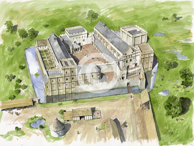 Aerial view from the south, Wolvesey Castle, Old Bishop's Palace, c1170, (c2000s). Creator: Liam Wales.