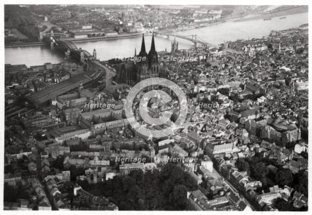 Aerial view of Cologne, North Rhine-Westphalia, Germany, from a Zeppelin, c1931 (1933). Artist: Unknown