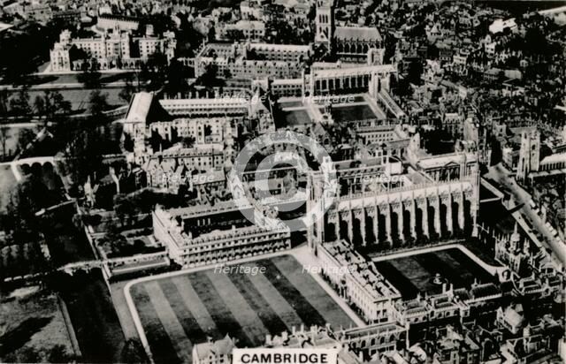 Aerial view of Cambridge, 1939. Artist: Unknown