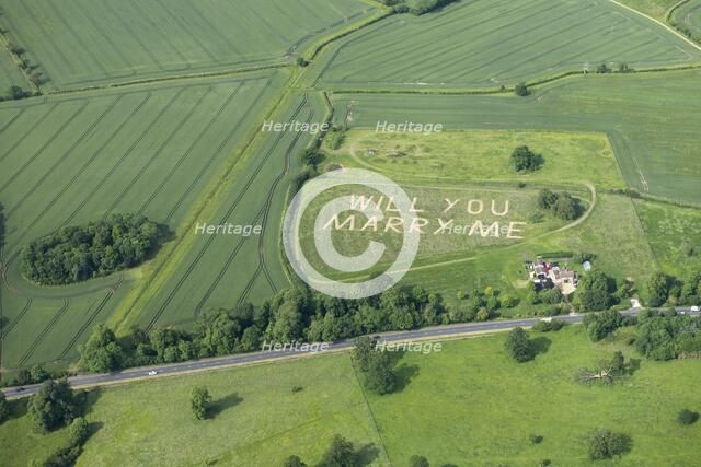 Aerial view of a Will You Marry Me message, Bedfordshire, c2010s(?). Artist: Damian Grady.