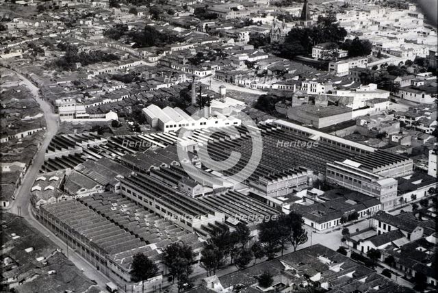 Aerial view of an industrial complex located in Medellín, 1940.