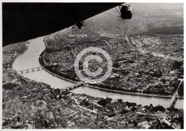 Aerial view of Basel, Switzerland, from a Zeppelin, 1928 (1933). Artist: Unknown