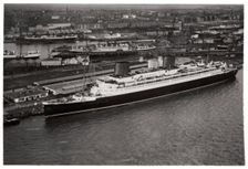 Aerial view of Bremen harbour, Germany, and the liner Europa from a Zeppelin, c1931 (1933)