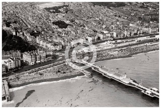 Aerial view of Brighton, Sussex, from a Zeppelin, 1931 (1933). Artist: Unknown
