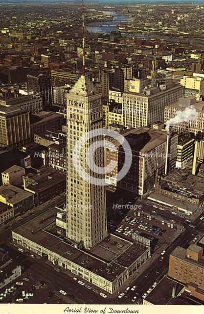 Aerial view of downtown Minneapolis, Minnesota, USA, 1970. Artist: Unknown