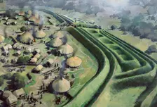 Aerial view of entrance to Old Oswestry Hill Fort during the Iron Age, (c1970-2010) Artist: Ivan Lapper
