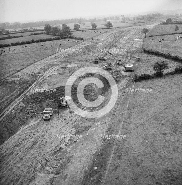 Aerial view of excavation work for the construction of the London to Yorkshire Motorway (M1), 1958. Creator: John Laing plc.