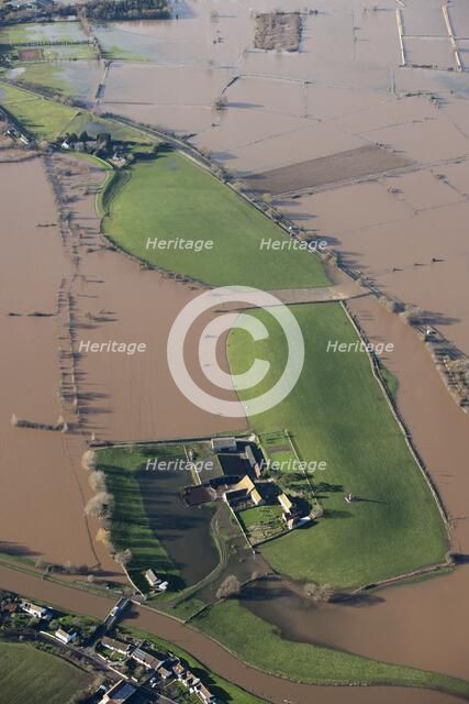 Aerial view of flooding around Athelney Hill, Somerset Levels, January, 2014. Artist: Damian Grady.