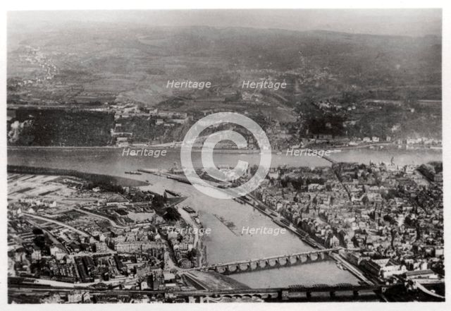 Aerial view of Koblenz, Rhine-Palantinate, Germany, from a Zeppelin, c1931 (1933). Artist: Unknown