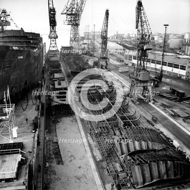 Aerial view of Kockums shipyard, Malmö, Sweden, 1958. Creator: Unknown.