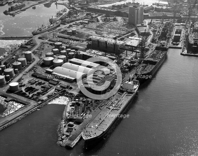 Aerial view of Kockums shipyard, Malmö, Sweden, 1963. Creator: Unknown.