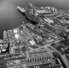 Aerial view of Kockums shipyard, Malmö, Sweden, 1963. Creator: Unknown