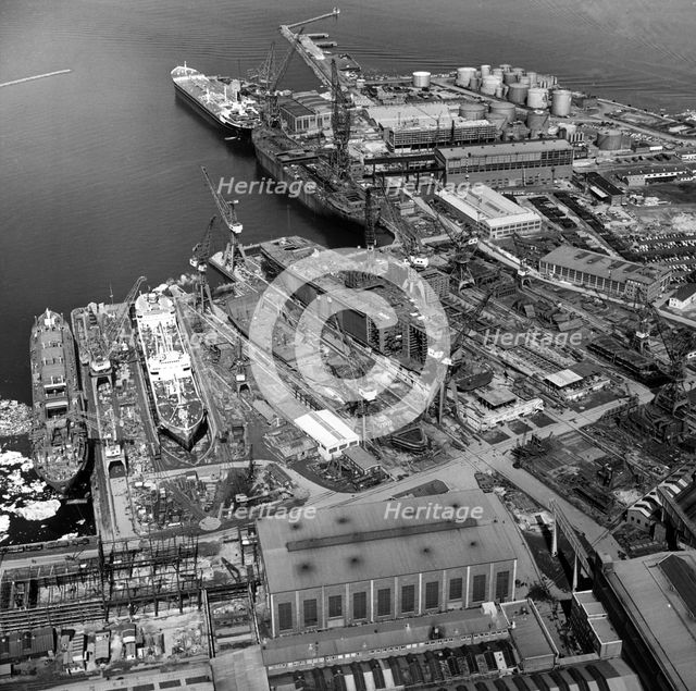 Aerial view of Kockums shipyard, Malmö, Sweden, 1963. Creator: Unknown.