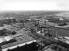 Aerial view of Kockums shipyard, Malmö, Sweden, 1981. Creator: Unknown