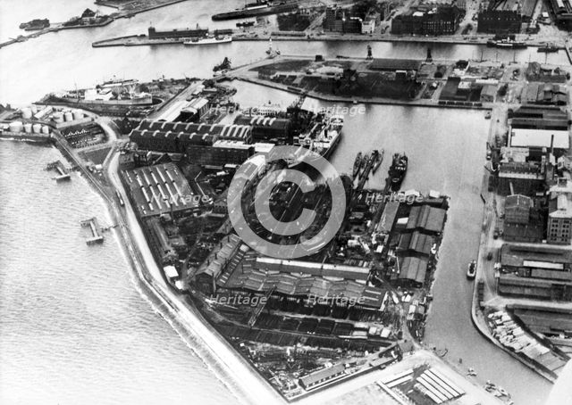Aerial view of Kockums shipyard, Malmö, Sweden, 1930. Creator: Unknown.