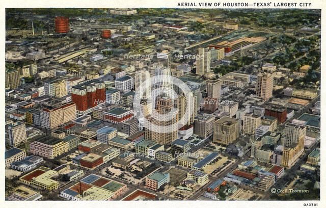 Aerial view of Houston, Texas, USA, 1930. Artist: Unknown