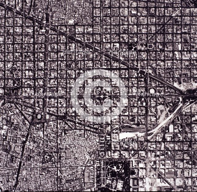Aerial View of 'L'Eixample' map, know as 'Plan Cerdá' of the city of Barcelona, ??renovation and …