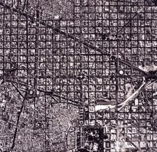 Aerial View of L'Eixample map, know as Plan Cerdá of the city of Barcelona, ??renovation and …