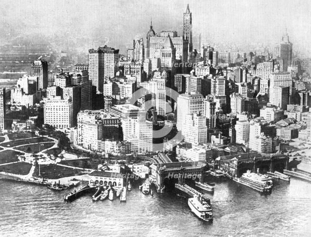 Aerial view of Lower New York, USA, 1926. Artist: Unknown