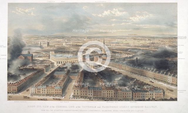 Aerial view of London, 1846. Artist: Anon