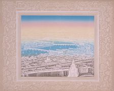 Aerial view of London showing Waterloo Bridge and Blackfriars Bridge, c1845. Artist: Kronheim & Co