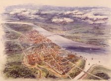 Aerial view of Londinium (London) from the north-west, c2nd century. Creator: Unknown