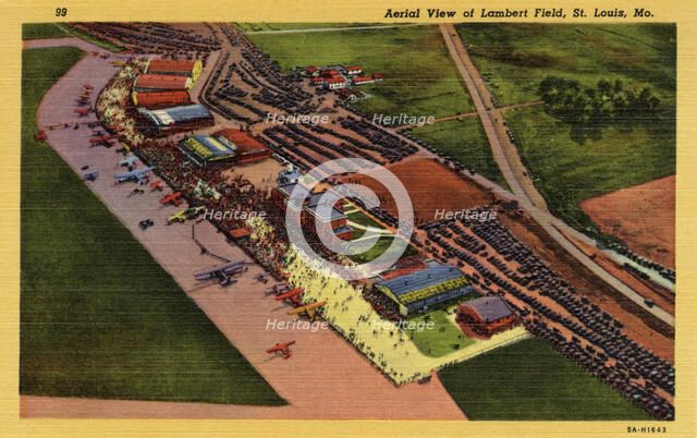 Aerial view of Lambert Field, St Louis Municipal Airport, Missouri, USA, 1935. Artist: Unknown