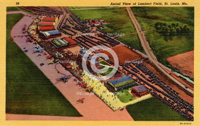 Aerial view of Lambert Field, St Louis Municipal Airport, Missouri, USA, 1935. Artist: Unknown