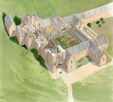 Aerial view of Lilleshall Abbey, circa late 15th century, (c1990-2010). Artist: Terry Ball