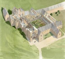 Aerial view of Lilleshall Abbey, circa late 15th century, (c1990-2010). Artist: Terry Ball