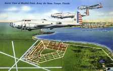 Aerial view of MacDill Field, Army Air Base, Tampa, Florida, USA, 1940