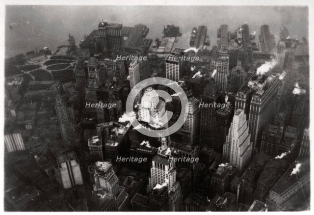 Aerial view of Manhattan, New York City, USA, from a Zeppelin, 1928 (1933). Artist: Unknown