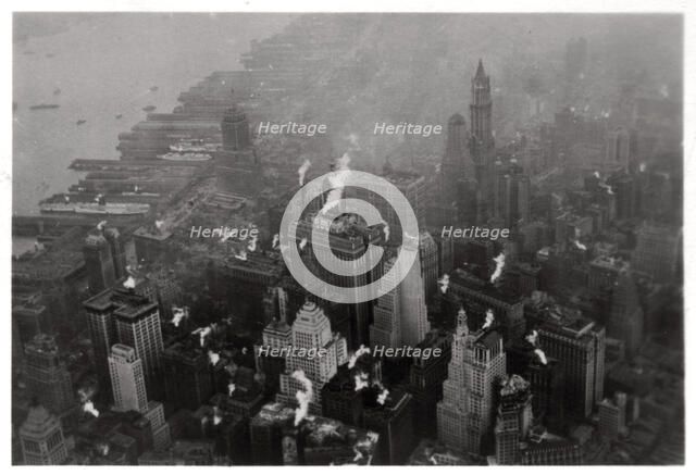 Aerial view of Manhattan, New York City, USA, from a Zeppelin, 1928 (1933). Artist: Unknown