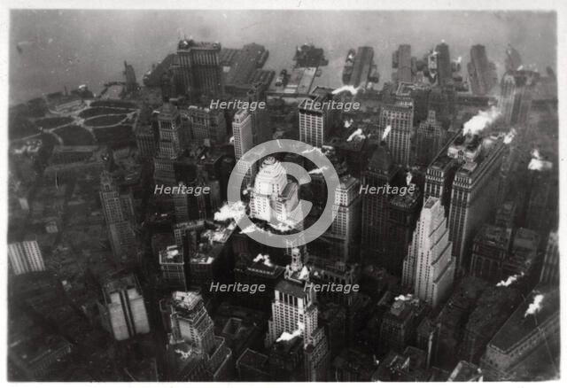 Aerial view of Manhattan, New York City, USA, from a Zeppelin, 1928 (1933). Artist: Unknown