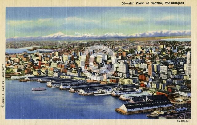 Aerial view of Seattle, Washington, USA, 1935. Artist: Unknown