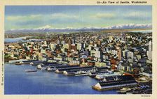 Aerial view of Seattle, Washington, USA, 1935