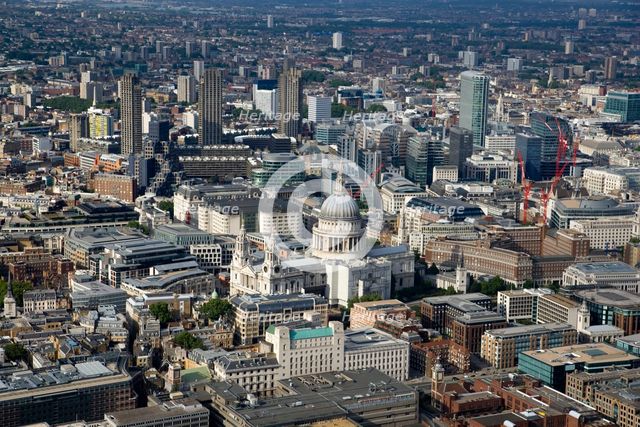 Aerial view of St Paul's Cathedral  and the City of London, 2006. Artist: Historic England Staff Photographer.