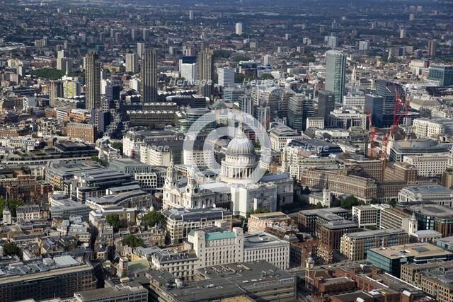 Aerial view of St Paul's Cathedral  and the City of London, 2006. Artist: Historic England Staff Photographer.