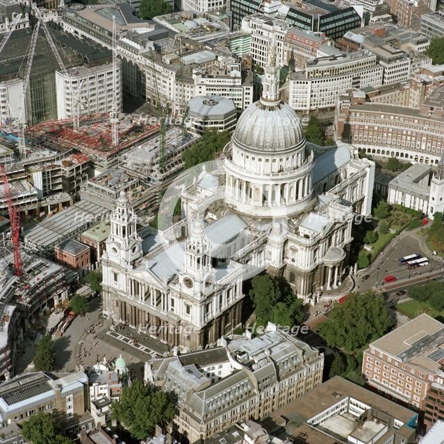 Aerial view of St Paul's Cathedral, City of London, c2000s(?). Artist: Unknown.