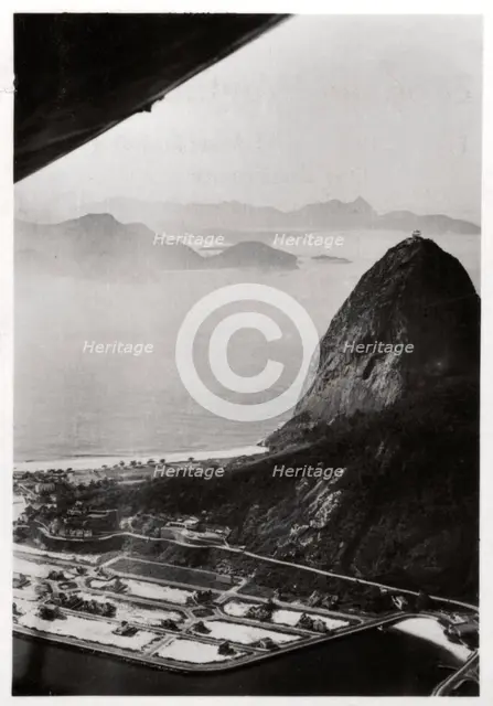 Aerial view of Sugarloaf Mountain, Rio de Janeiro, Brazil, from a Zeppelin, 1930 (1933). Artist: Unknown