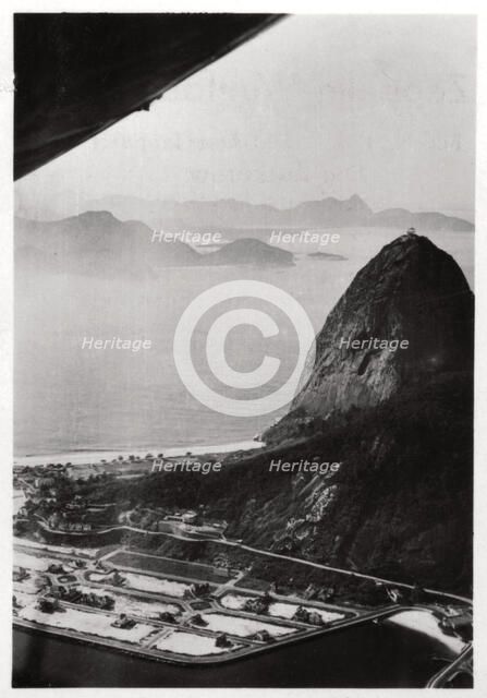 Aerial view of Sugarloaf Mountain, Rio de Janeiro, Brazil, from a Zeppelin, 1930 (1933). Artist: Unknown